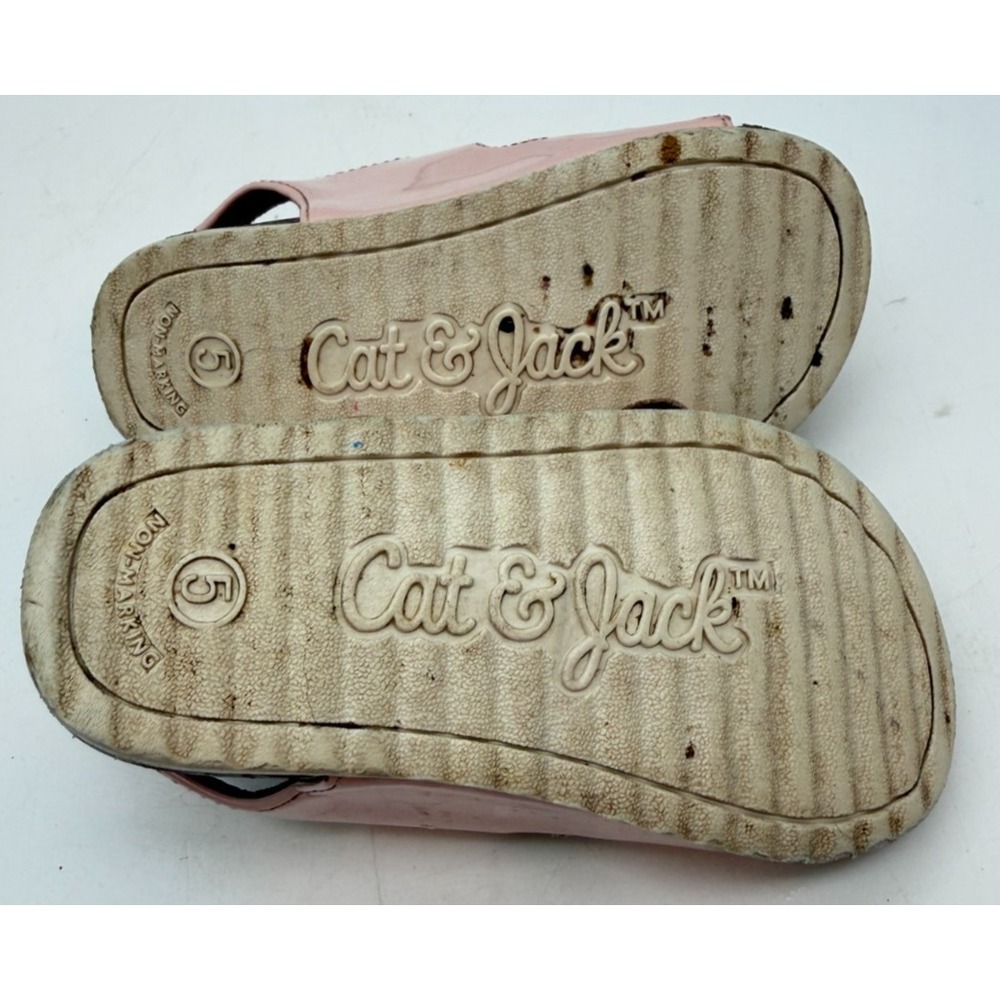 Cat & Jack Reagan Pink Patent Pearl Buckle Girls Sandals Toddler | Kid's Size 5 - Picture 7 of 8